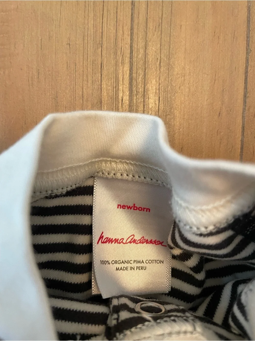 Hanna Andersson Newborn Black and White Striped Footie One-Piece Snap Pima Cotto